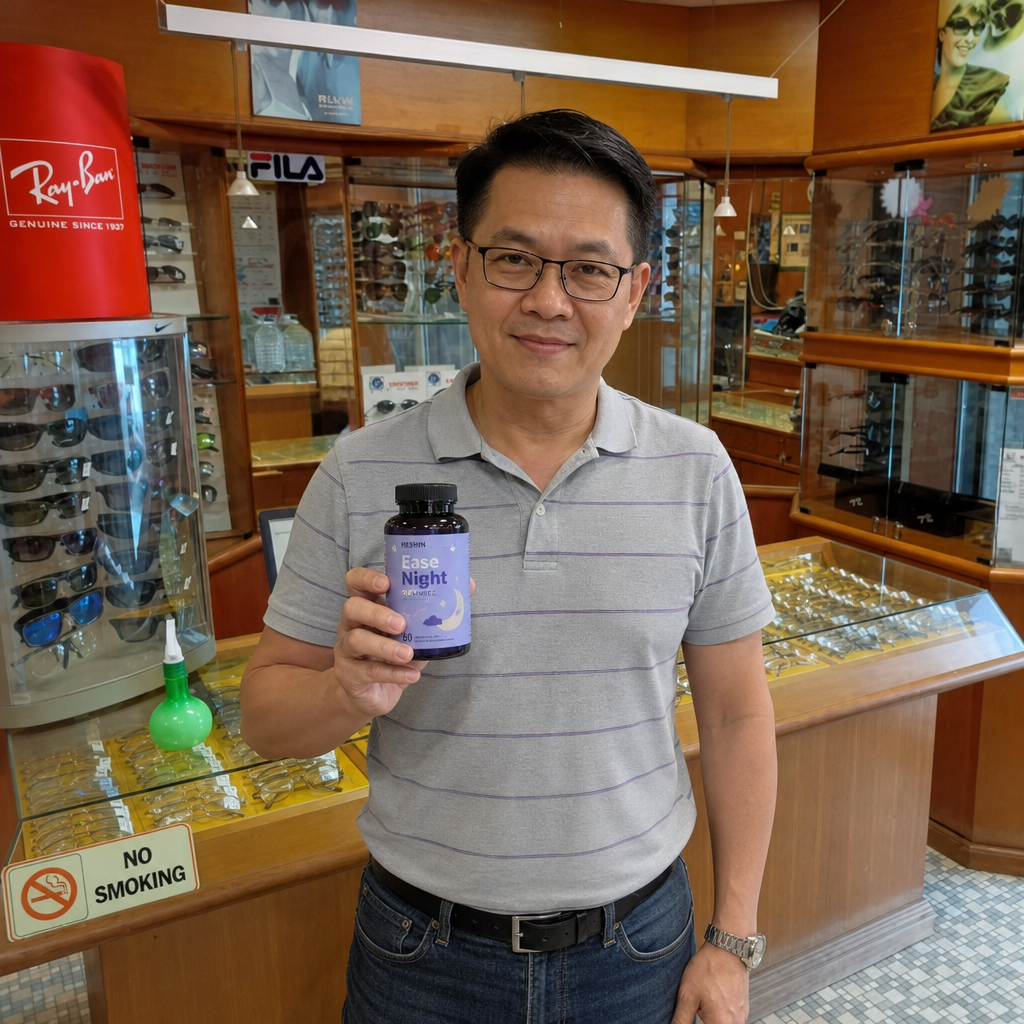 Goh Wei Liang with EaseNight Gummies
